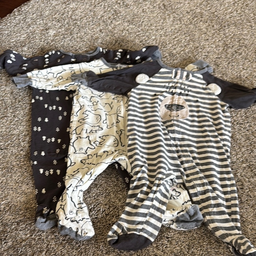 Lot of Striped and Patterned Kids One Piece footed jammies